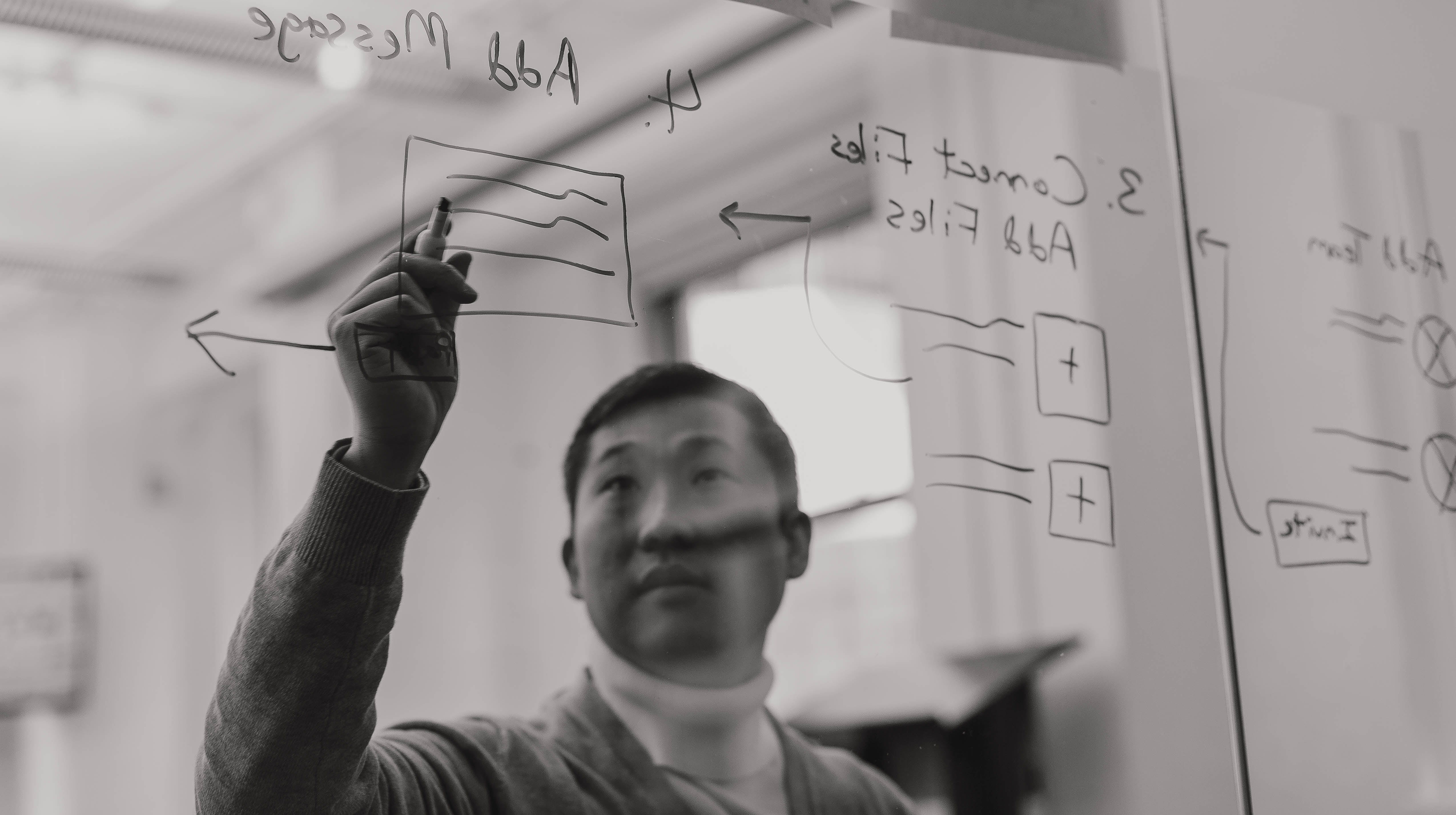 Sketching onboarding flows on the studio glass